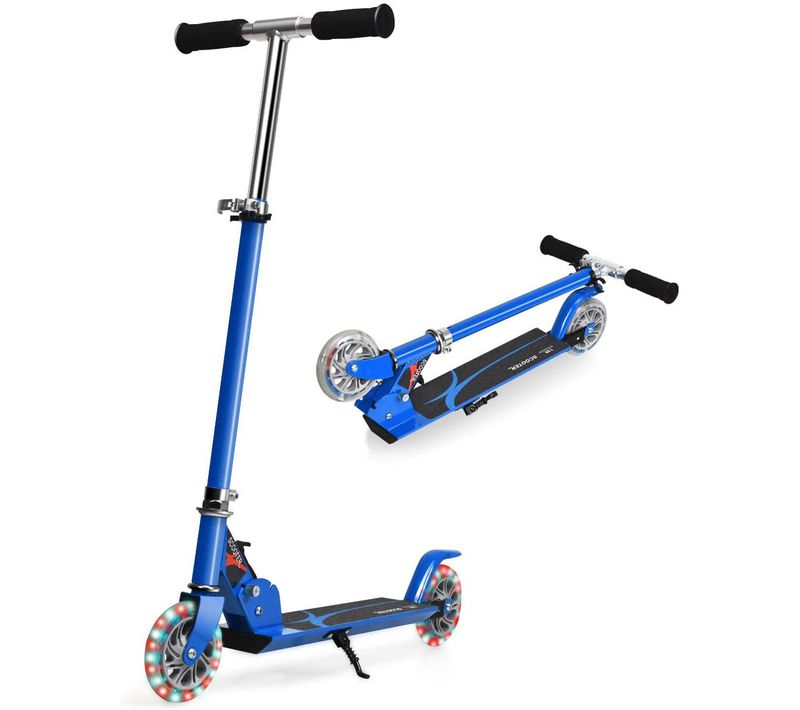 Trottinette Enfant, Tapis De Saut 2 Roues Patinette Enfant Pliable Scooter Enfant Bleu Foncé