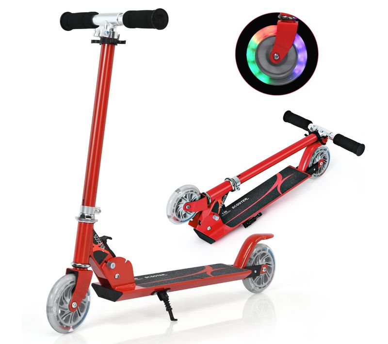 Trottinette Enfant, Tapis De Saut 2 Roues Patinette Enfant Pliable Scooter Enfant Kick Rouge