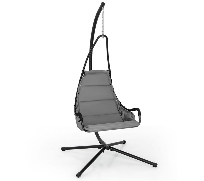 Balancelle, Chaise Suspendue Avec Support Siège Rembourré Extra Large Cadre Métallique Gris