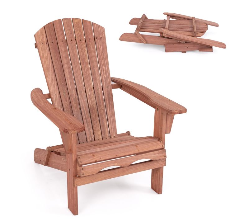 Chaise Pliante De Jardin, Chaise D'extérieur En Bois Dossier Haut Accoudoirs Larges