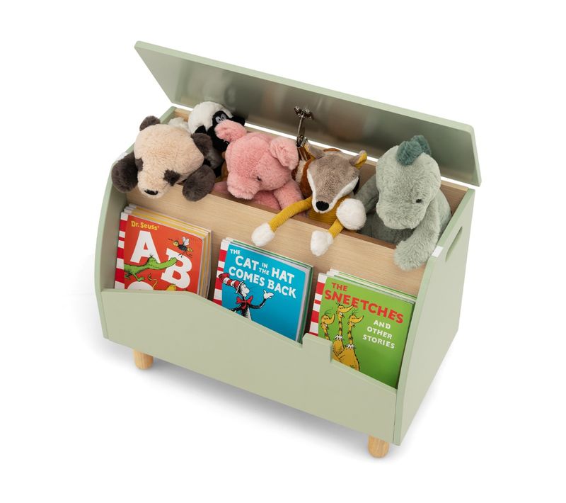 Coffre à Jouets, Rangement Jouet En Bois Avec Etagère Pour Enfant 60x33x44cm Vert
