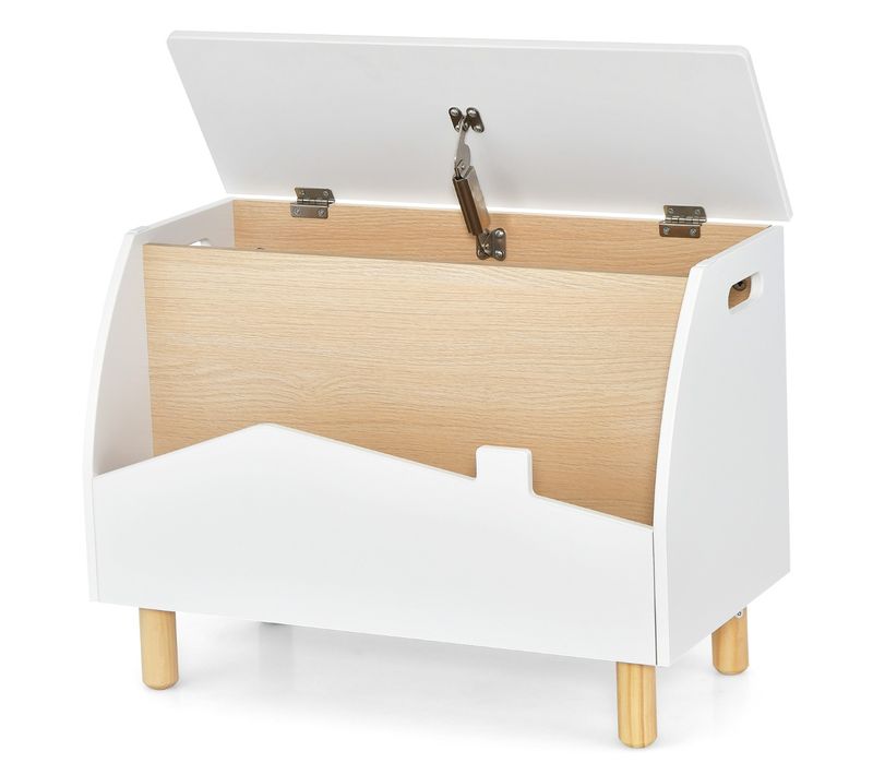 Coffre à Jouets, Rangement Jouet En Bois Avec Etagère Pour Enfant 60x33x44cm Blanc