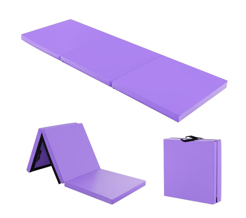 Tapis De Sol, Tapis De Gymnastique Pliable En 3 Parties Antidérapant Avec 2 Poignées