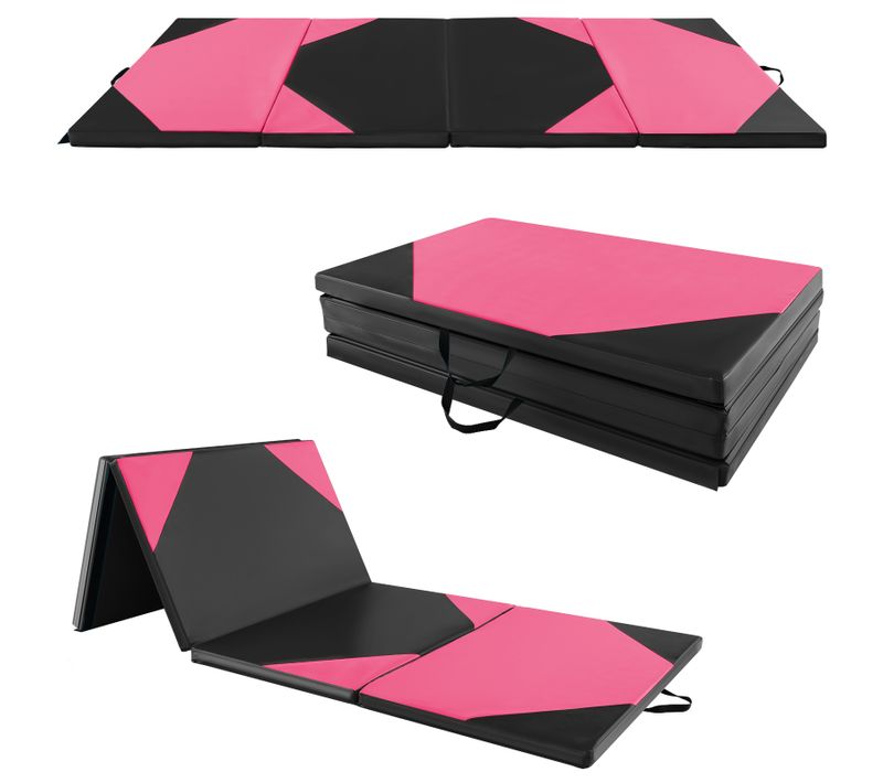 Tapis De Sol, Tapis De Gymnastique Pliable Epais à 4 Panneaux En Mousse Roseetnoir