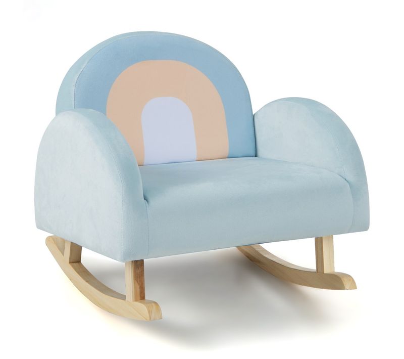 Fauteuil à Bascule Enfants En Peluche Charge 50kg Jolis Cadeaux Pour Garçon Fille De 3-5 Ans Bleu