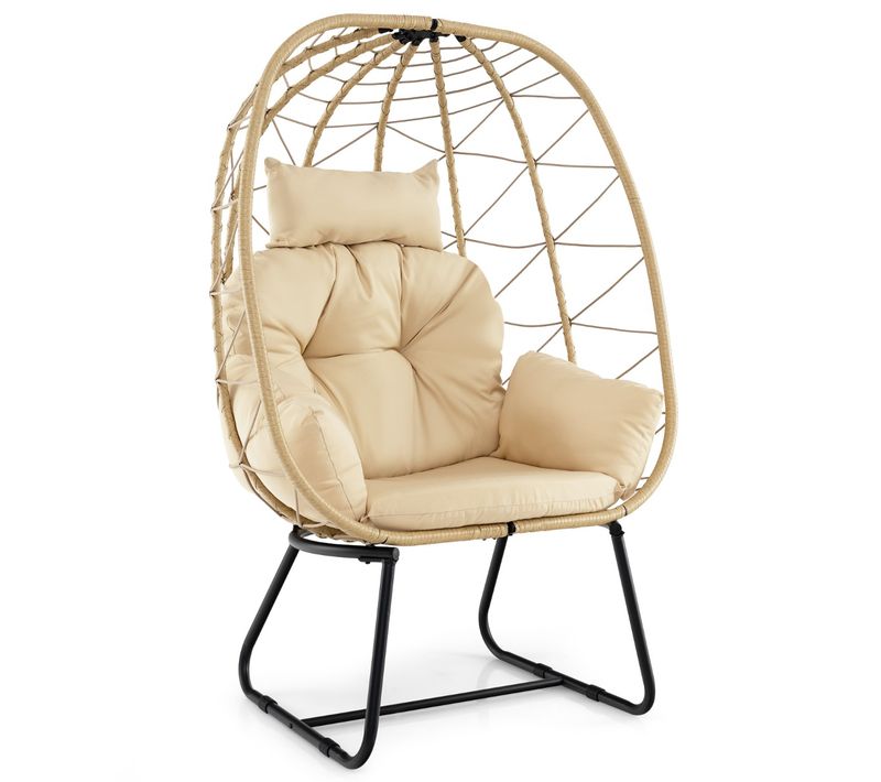 Fauteuil De Jardin En Rotin Pour Patio Chaise Longue Surdimensionnée Avec Coussin Amovible