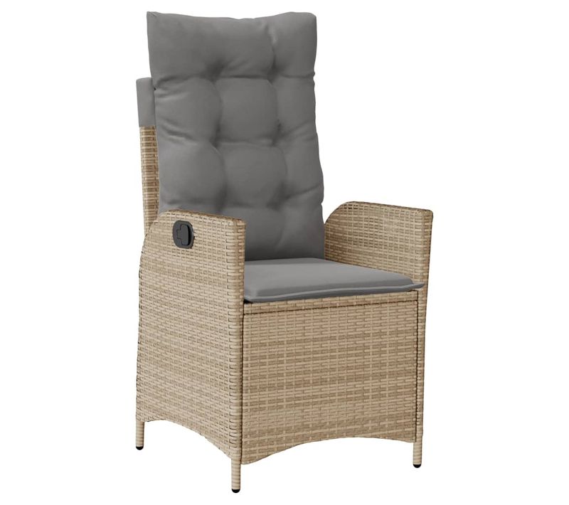 Chaise De Jardin Inclinable - Fauteuil D'extérieur Coussins Mélange Beige Poly Rotin A224