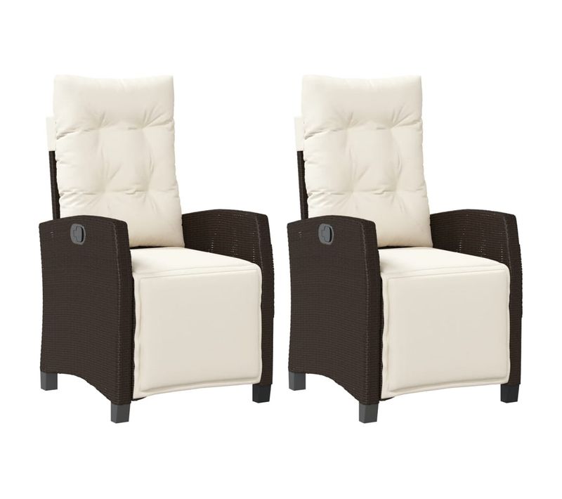 Lot De 2 Chaises De Jardin Inclinables - Fauteuils D'extérieur Avec Repose-pied Rotin A390