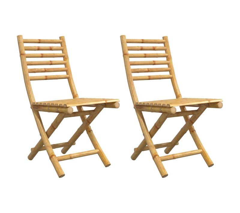 Lot De 2 Chaises De Jardin Pliables - Fauteuils D'extérieur 43x54x88 Cm Bambou A521