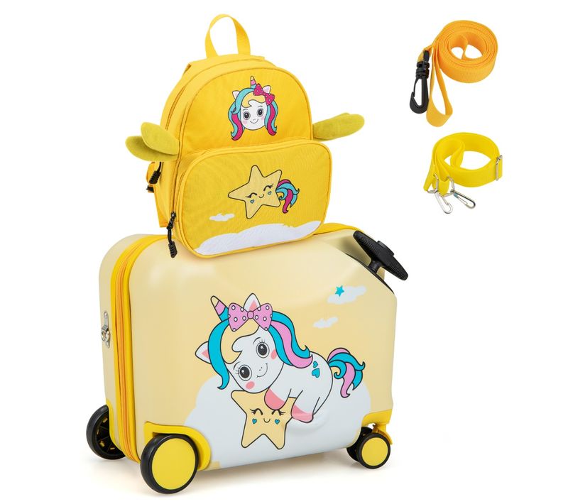 18" Valise à Roulettes Enfants Avec 12" Sac à Dos Bagages à Main Avec Poignée Rétractable