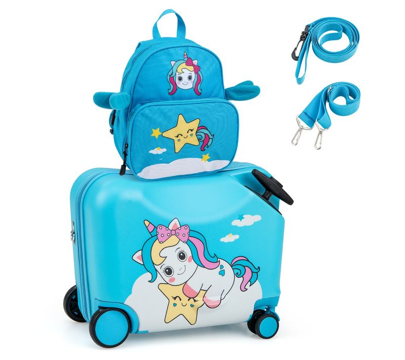 18" Valise à Roulettes Enfants Avec 12" Sac à Dos Bagages à Main Pour Voyage Avec Poignée