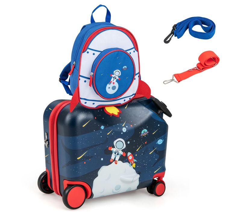 18" Valise à Roulettes Enfants Avec 12" Sac à Dos Bagages à Main Pour Voyage Avec Poignée