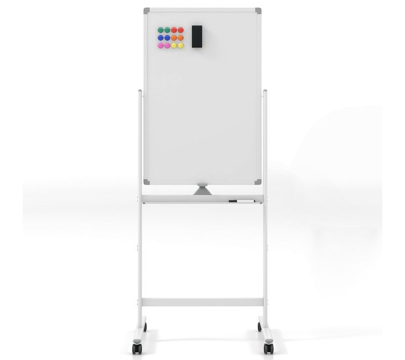 Tableau Blanc Mobile Magnétique Double Face 60 X 90 Cm Tableau Réversible Effaçable à Sec Blanc