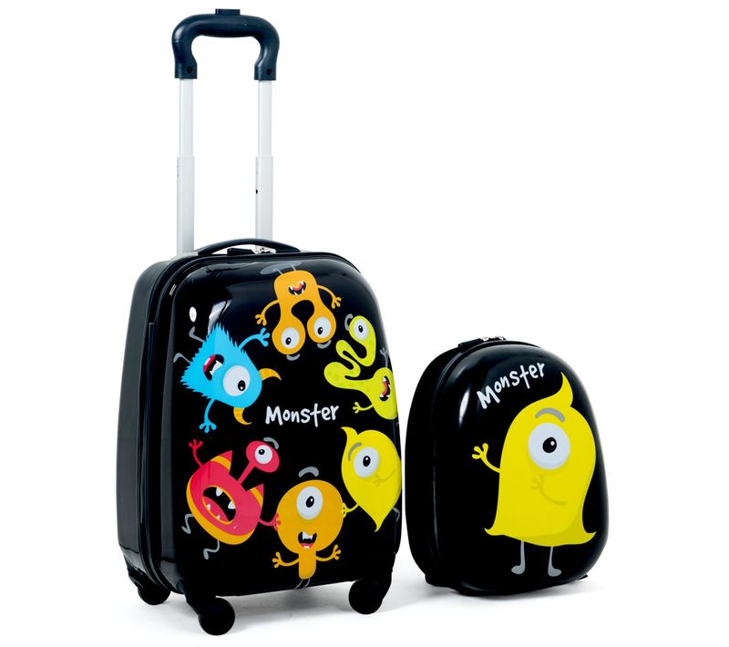 Lot De 2 Bagages à Main Valise 16" Et Sac à Dos 12" Pour Enfants Avec Roulettes En PC Et Abs