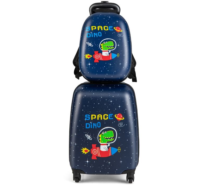 Valise Enfant à Roulettes 16" + Sac à Dos 12" Ensemble De Bagage Enfants Avec Motif