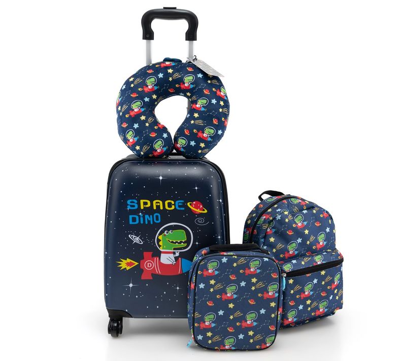 Ensemble De 5 Bagages Pour Enfants Avec Oreiller Valise Enfants à Roulettes 16" Et Sac à Dos 13"