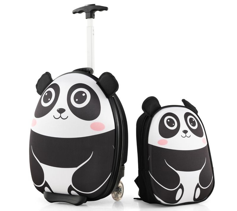 Valise Enfants à Roulettes 16" Et Sac à Dos 12" Avec Motif Mignon Bagages Avec Poignée Rétractable
