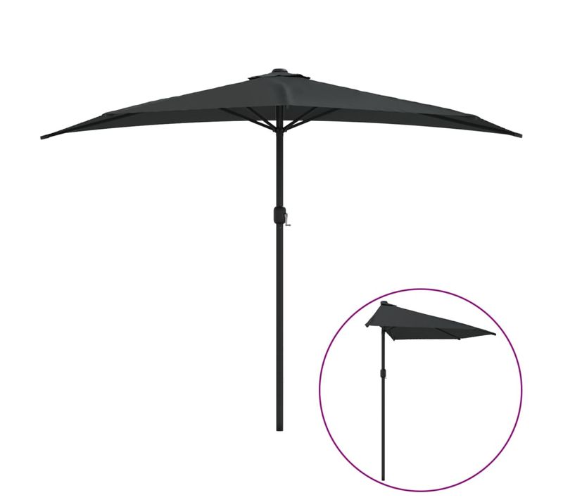 Parasol De Balcon - Parasol De Jardin Avec Mât En Aluminium Noir 300x155x223cm Demi B220