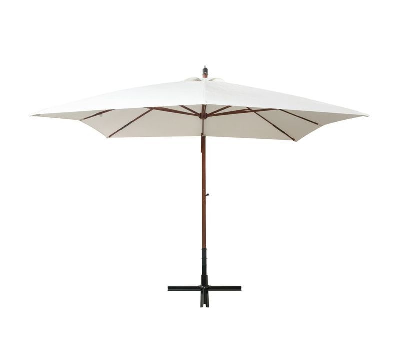 Parasol Suspendu - Parasol De Jardin Avec Poteau En Bois 300x300 Cm Blanc B832