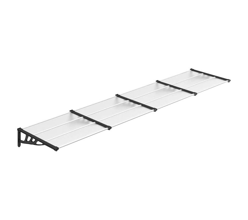 Store Banne - Auvent De Porte Noir Et Transparent 396x90 Cm Polycarbonate At74