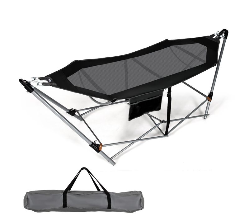 Hamac Pliant Intérieur Et Extérieur Avec Poche Latérale Boucles Anti-basculement Et Support