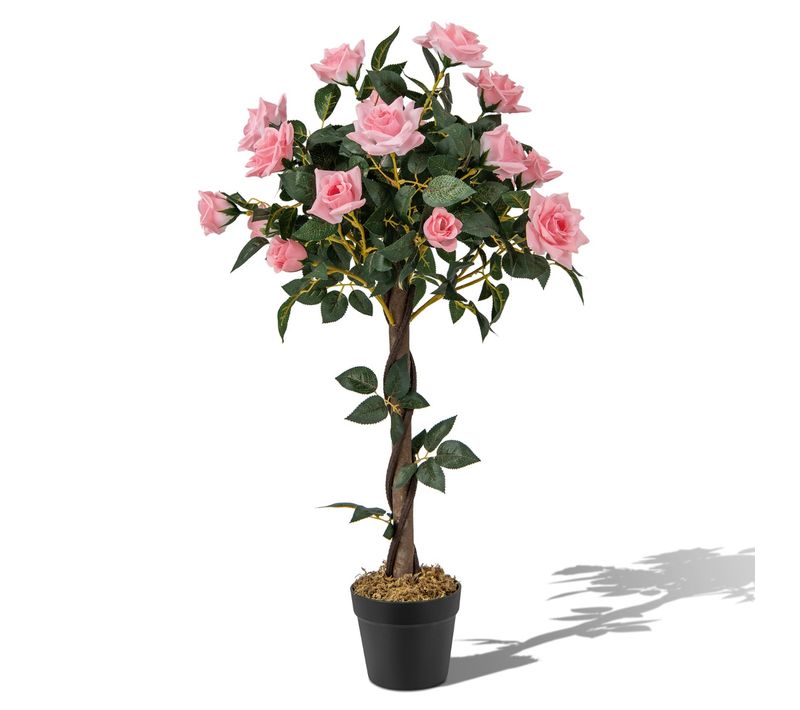 Plante Artificielle En Pot Remplies De Ciment 93cm Avec 21 Roses Fausse Rosier à Fleurs