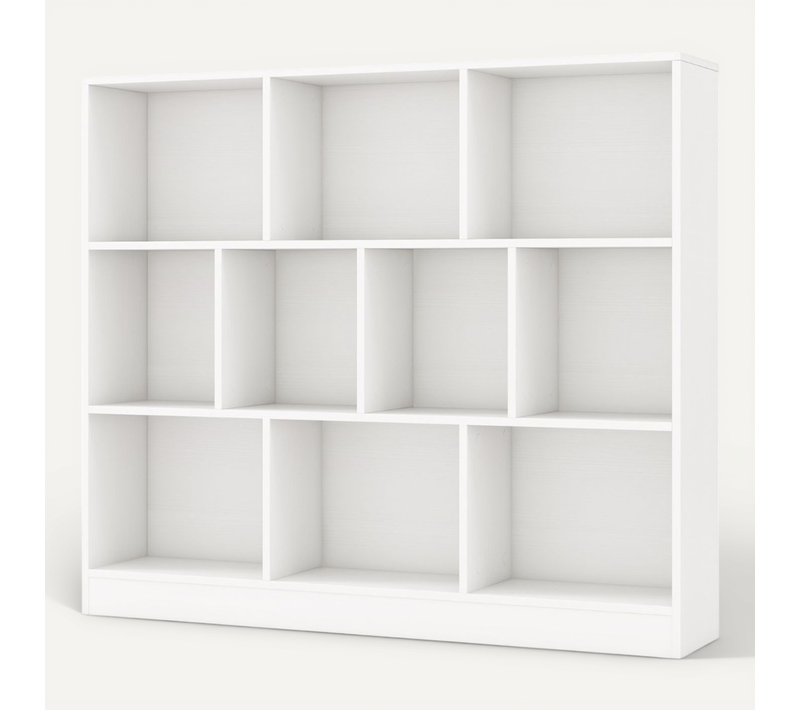 Bibliothèque, Étagère, Meuble De Rangement Autoportante à 3 Niveaux Kits Bois 120cm Blanc
