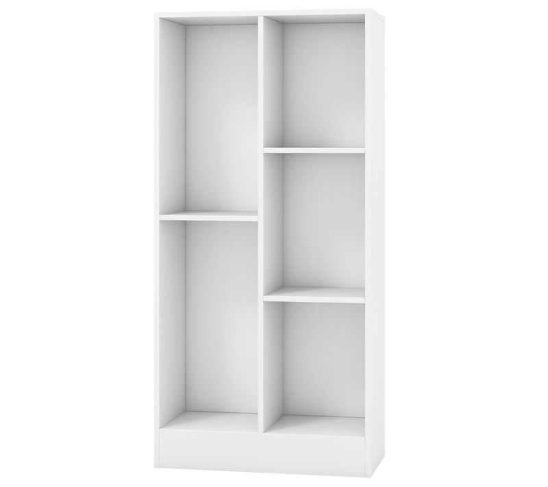 Bibliothèque, Étagère, Meuble De Rangement à 5 Cases Autoportant Avec 2 Kits Bois 50 Cm Blanc