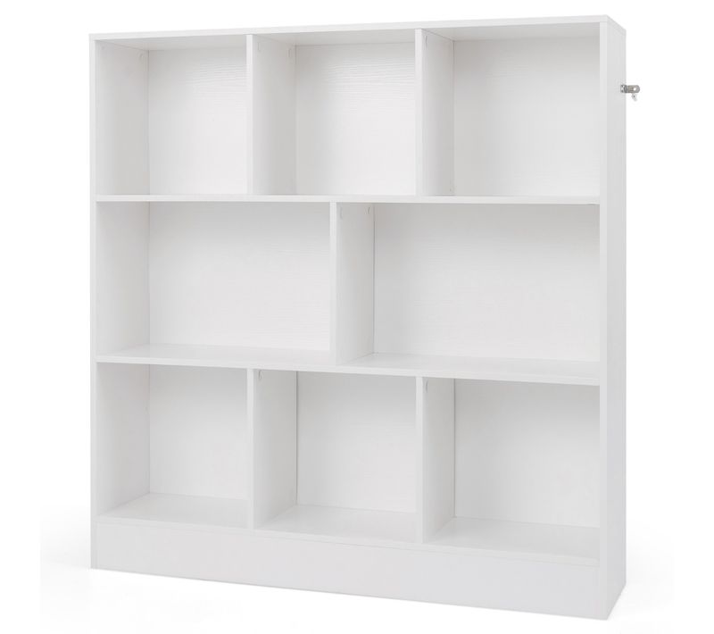 Bibliothèque, Étagère, Meuble De Rangement à 8 Cubes Autoportant à 3 Niveaux Bois De 100 Cm Blanc
