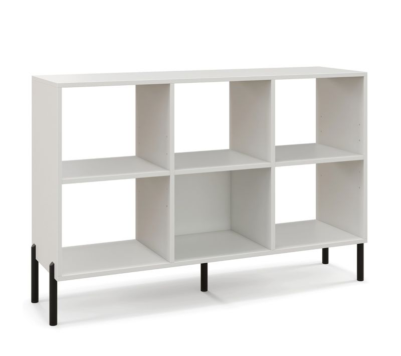 Étagère, Bibliothèque, Meuble De Rangement Cube à 6 Casiers Réglables Patins Antidérapants Blanc