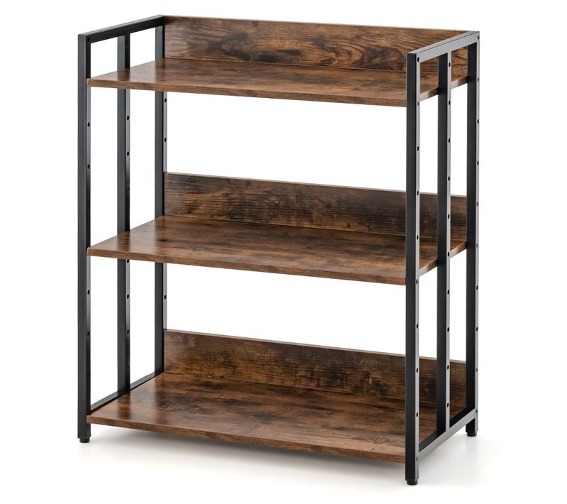 Étagère, Bibliothèque, Meuble De Rangement Industriel Réglables 70 X 35 X 81 Cm Marron Rustique