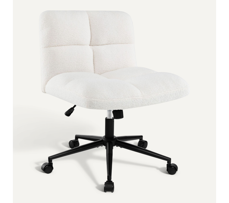Fauteuil De Bureau Chaise De Bureau à Roulettes Hauteur Réglable Sans Accoudoirs Beige