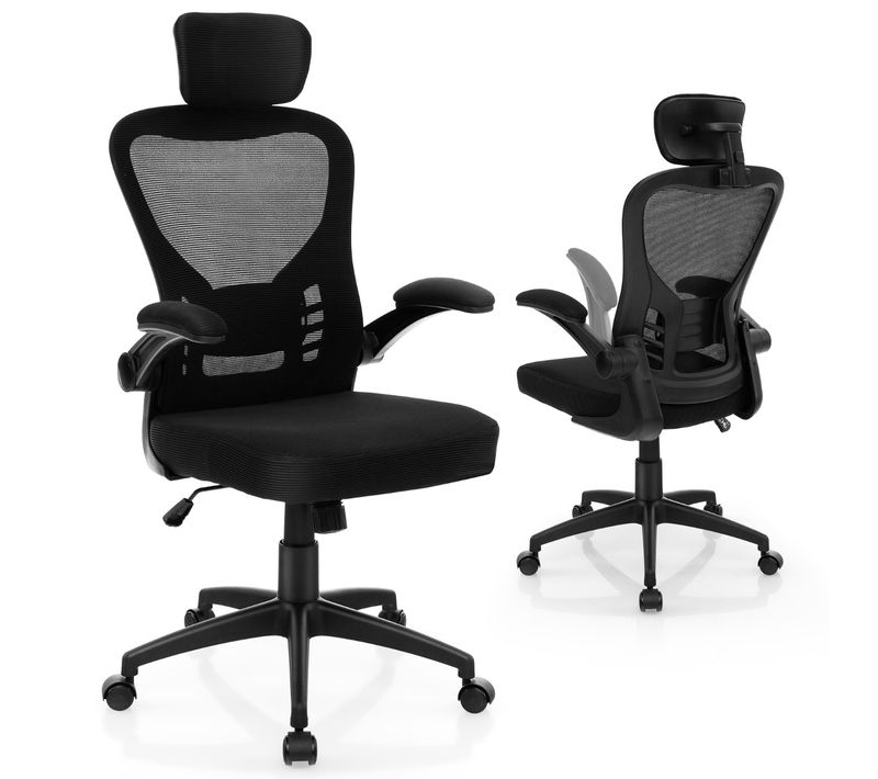 Fauteuil De Bureau Chaise De Bureau Ergonomique Accoudoirs Rabattables Hauteur Réglables Noir