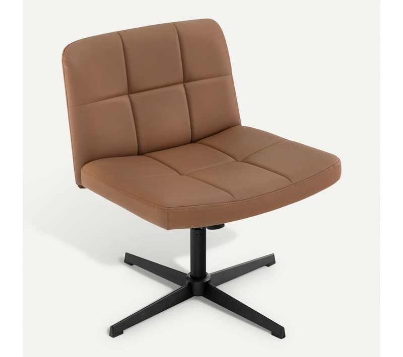 Fauteuil De Bureau Chaise De Bureau En Cuir Pu Hauteur Réglable Sans Roulettes Marron