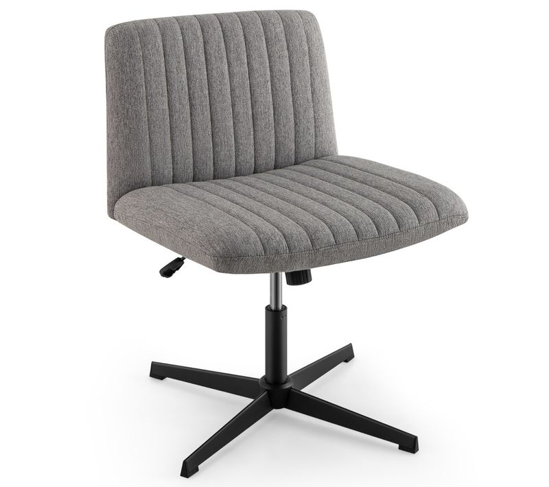 Fauteuil De Bureau Chaise De Bureau Sans Roulettes Accoudoirs Siège Large Hauteur Réglable Gris
