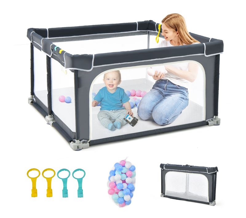 Parc Bébé Pliable 124 X124cm Avec Hauteur Scientifique 70cm Parc De Jeux En Tissu Oxford