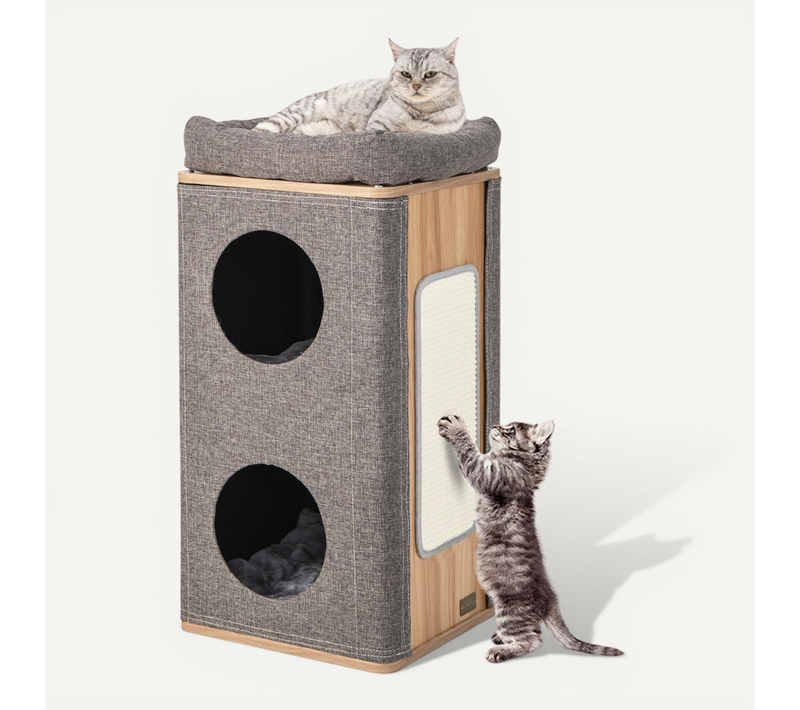 Arbre à Chat Rectangulaire à 3 Niveaux Avec Couverture Amovible Du Condo Tour à Griffer Pour Chat
