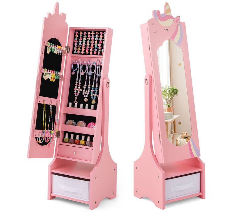 Armoire à Bijoux Pour Enfants Miroir Sur Pied Miroir De Courtoisie Pour Enfants Avec Crochets