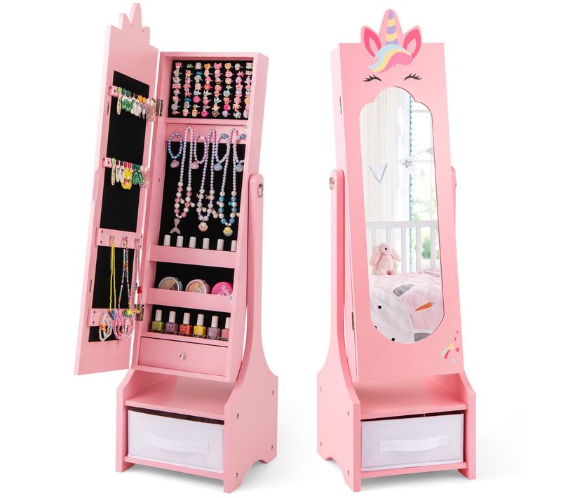 Armoire à Bijoux Pour Enfants Miroir Sur Pied Miroir De Courtoisie Pour Enfants Crochets
