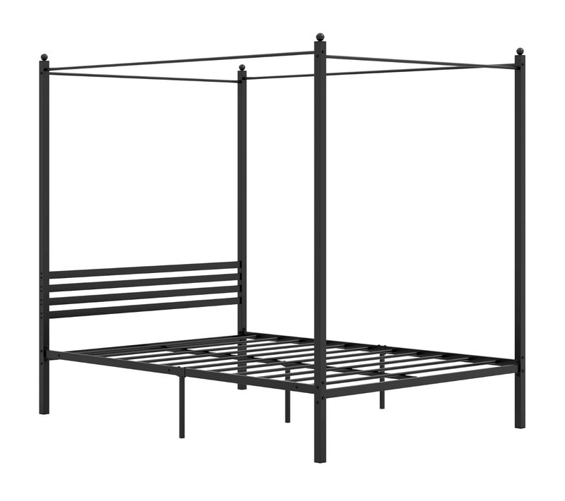 Lit Double, Lit Contemporain, Cadre De à Baldaquin 200 X 140 Cm Métal Noir