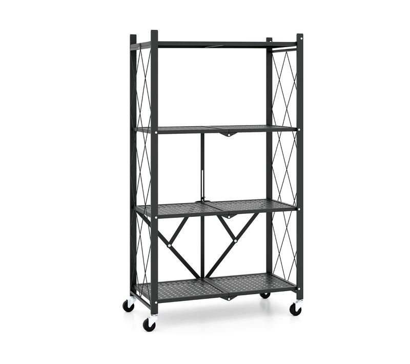 Desserte à Roulettes, Chariot De Cuisine Pliable à 4 Niveaux Pliable Verrouillables