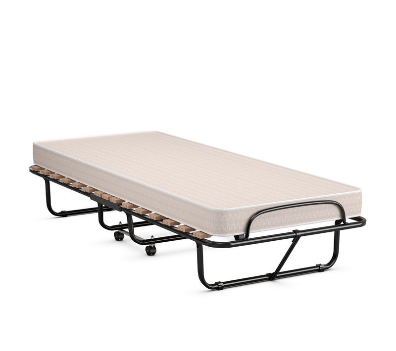Lit D'appoint, Lit Simple Pliable 80 X 190 Cm Lit Pliant Sur Roulettes Matelas En Mousse