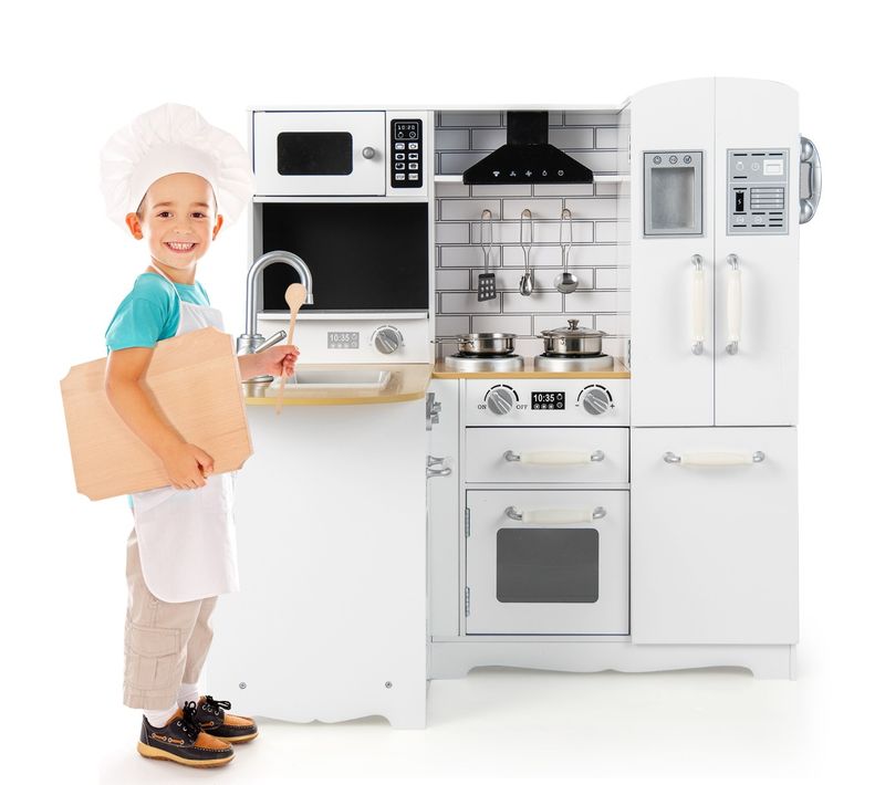 Cuisine D’angle Enfants Avec Ustensiles De Cuisine Téléphone Simulé Machine à Laver Réfrigérateur