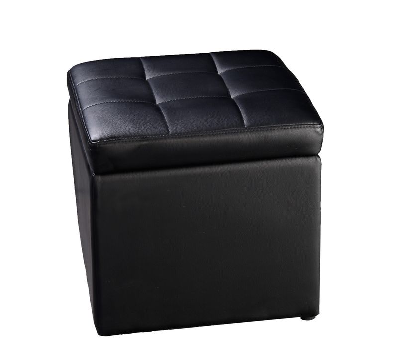 Tabouret Pouf Coffre Boîte De Rangement Repose-pied Ottoman Espace De Stockage Cuir Pu