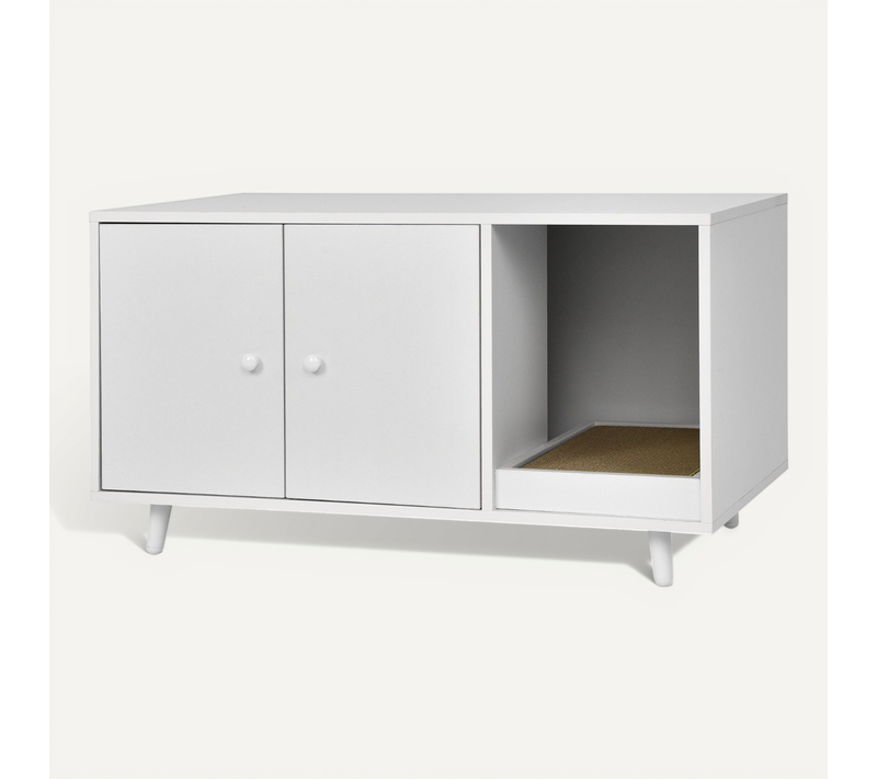 Bac à Litière, Maison De Toilette Pour Chat 90 X 50 X 50 Cm Avec 2 Portes Avec Planche à Gratter