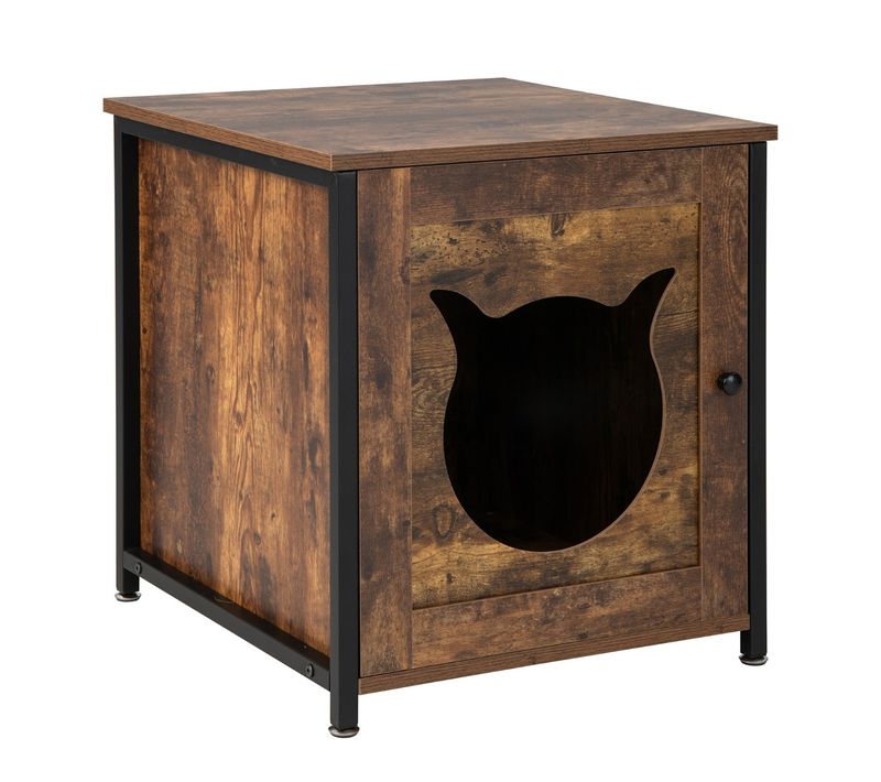 Bac à Litière, Maison De Toilette Pour Chat Cadre En Métal Antirouille Industriel 50x53x55 Cm