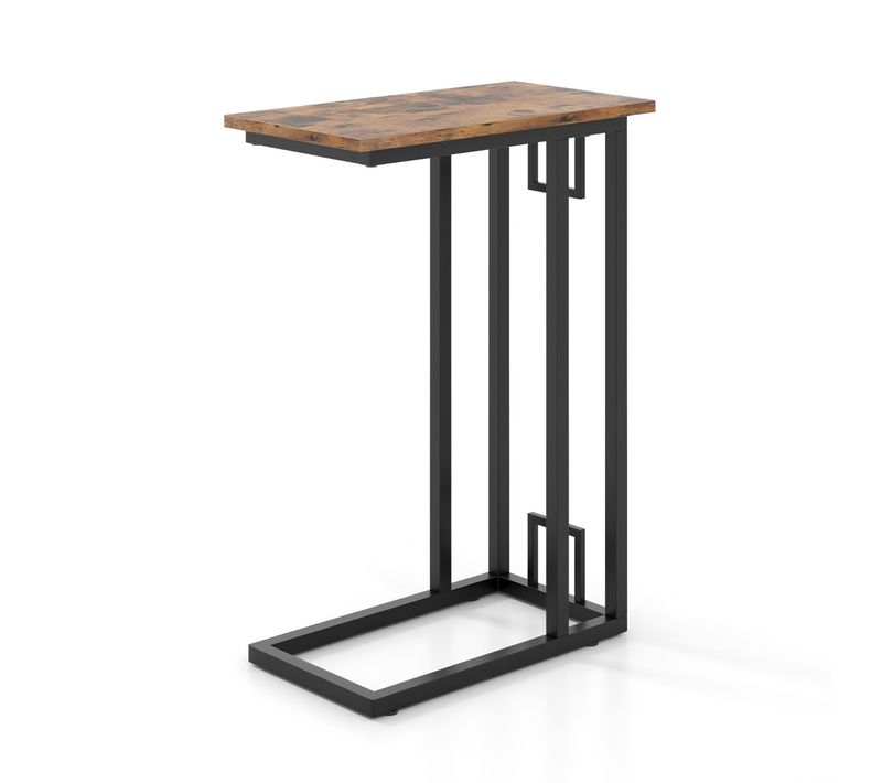 Table D'appoint, Table De Chevet Compacte Pour Petit Espace Cadre En Métal Robuste Pieds Réglables