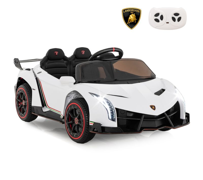 12v Lamborghini Voiture Electrique Enfants Avec Télécommande 2,4g Véhicule Electrique Blanc