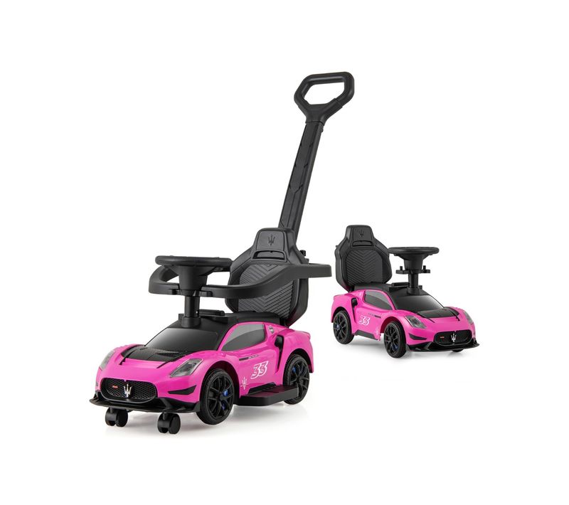 Voiture à Pousser Sous Licence Maserati 3 En 1 Pour Enfants 2 Roues Universelles Direction Rose