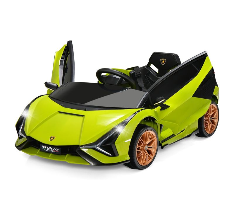 Voiture De Sport Électrique Pour Enfants 3-8ans 2 Portes Effets Sonores Et Lumineux Vert